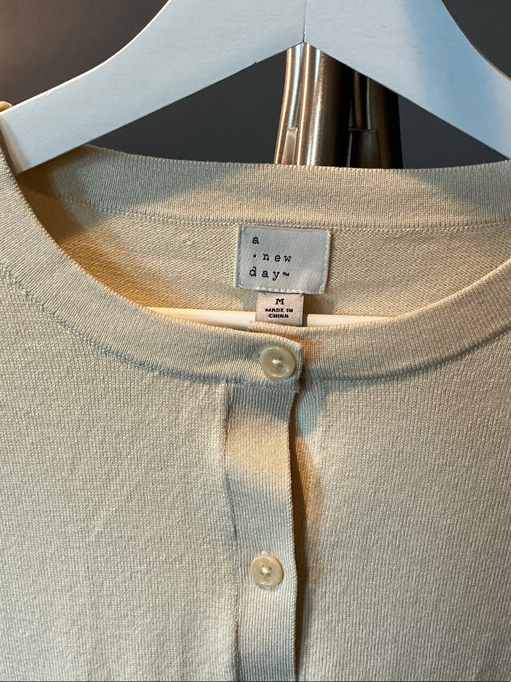 Cream Ruffle Hem Button Cardigan Sweater - Picture 3 of 6